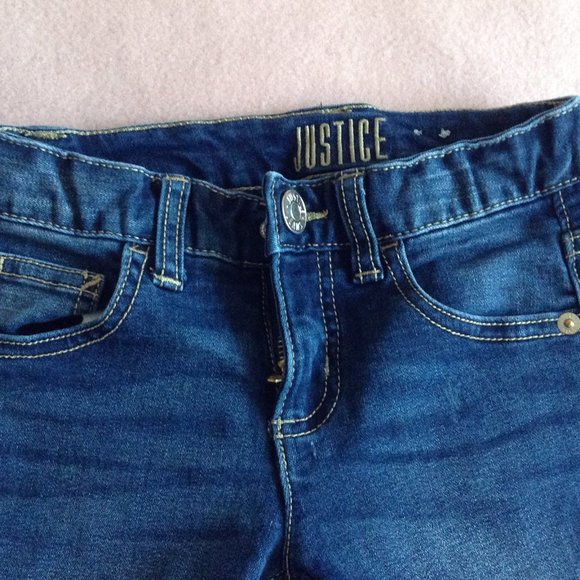 Justice Girls Denim Jean Shorts, Sz. 8 - Picture 2 of 9